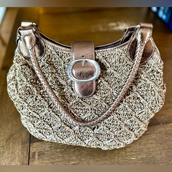 Brighton Femme Fatal Gretta Garbo Bronze Woven Shoulder Bag - Picture 2 of 14
